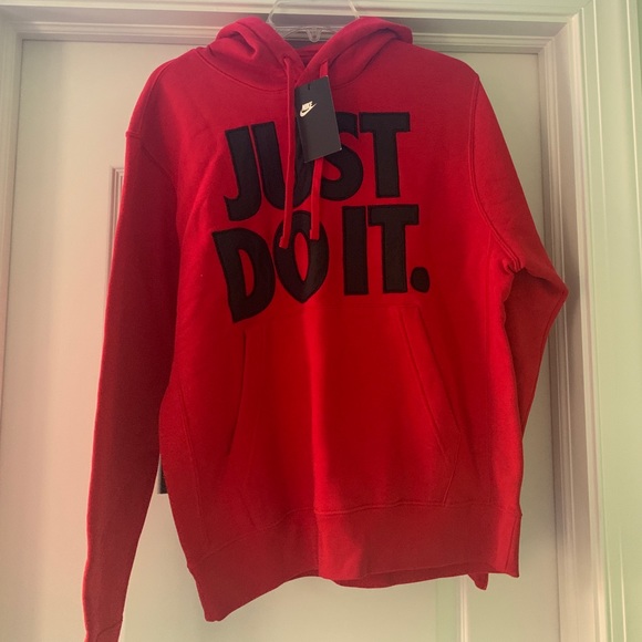 red nike just do it sweatshirt